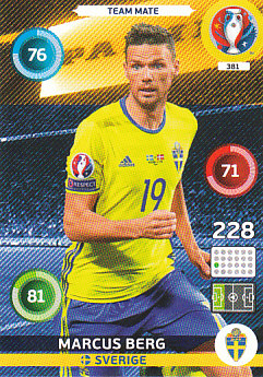 Markus Berg Sweden Panini UEFA EURO 2016 #381